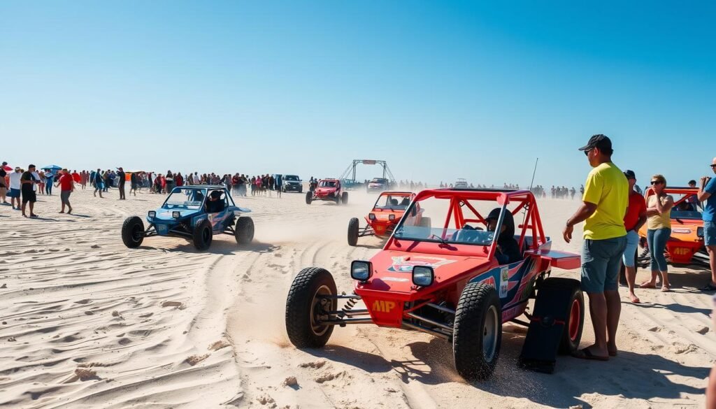 Gambar Beach Buggy Racing dengan mobil balap di trek pantai