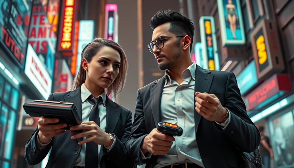 Gambar Huntdown: Cyberpunk Adventure dengan 2 pemain bermain bersama