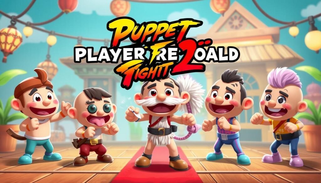 Gambar Puppet Fighter 2 Player Reload dengan karakter ragdoll yang lucu dan berbagai mini-game seru