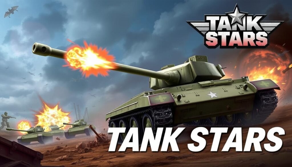 Gambar Tank Stars dengan tank sedang menembak